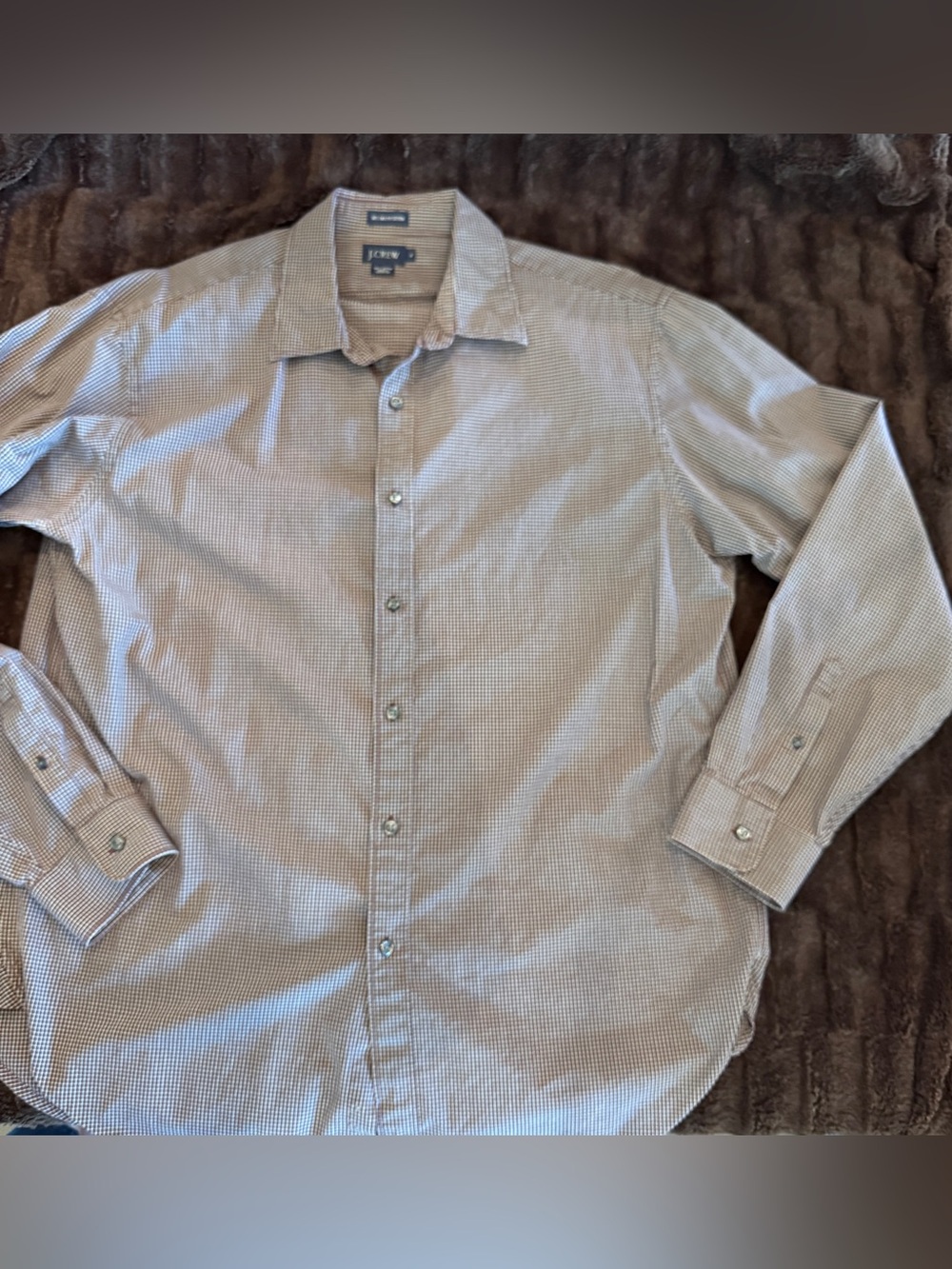 J. Crew Men’s XL Check Dress Shirt in Navy, Burgundy and White